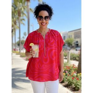 Michael Kors Chain-Neck Silk-Look Blouse (3X)